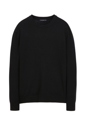 블랙 투톤 조직 크루넥 니트 (JNSW5C105BK)