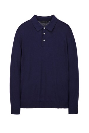 다크네이비 실크 캐시미어 블렌드 하이게이지 카라 니트 (JNSW5C102N3)