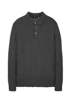 차콜 실크 캐시미어 블렌드 하이게이지 카라 니트 (JNSW5C102CG)