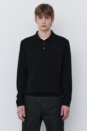 블랙 실크 캐시미어 블렌드 하이게이지 카라 니트 (JNSW5C102BK)