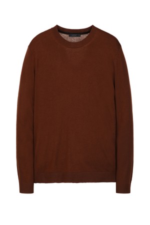 브라운 실크 캐시미어 블렌드 하이게이지 크루넥 니트 (JNSW5C101W2)