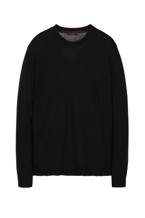 블랙 실크 캐시미어 블렌드 하이게이지 크루넥 니트 (JNSW5C101BK)