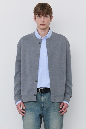 그레이 울 혼방 크루넥 가디건 (JNSW5C103G2)