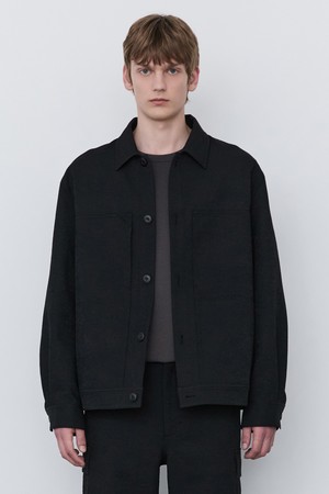 블랙 트윌 세미오버핏 워크자켓 셋업 (JNSH5C109BK)