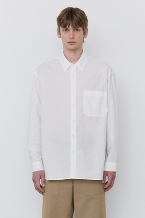 화이트 코튼 더블워싱 오버핏 셔츠 (JNSH5C102WT)