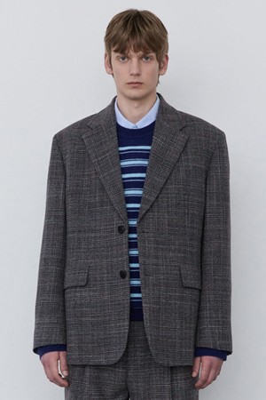 그레이 체크 세미오버핏 셋업 자켓 (JNJA5C282G2)