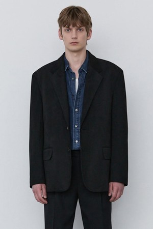 블랙 인조 스웨이드 오버핏 자켓 (JNJA5C110BK)