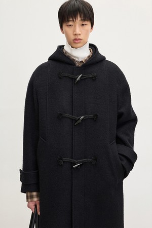 Wool Boucle Duffle Coat (Black) TNCO5F104BK