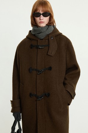 Wool Boucle Duffle Coat (Brown) TNCO5F104W2