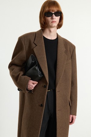 Herringbone Oversized Single Coat (Red Brown) TNCO5F103W2