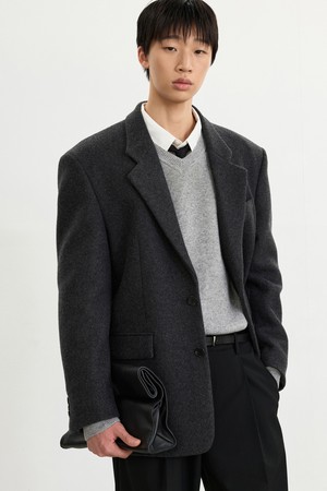 Heavy Wool Oversized Blazer (Grey) TNJA5F202G2