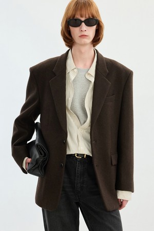 Heavy Wool Oversized Blazer (Brown) TNJA5F202W2