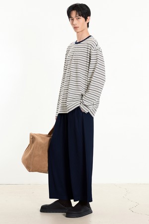 Yoyogi Pleats Wide-fit Pants (Navy) TNPA5F111N2
