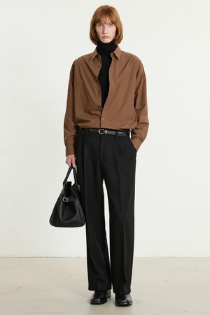 Waist Wool Blended Wide Pants (Black) TNPA5F202BK