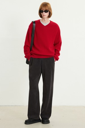 Velvet-knit Wide fit Banding Pants (Grey) TNPA5F203G2