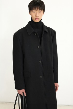 Wool Blended Balmacaan Coat (Black) TNCO5F100BK