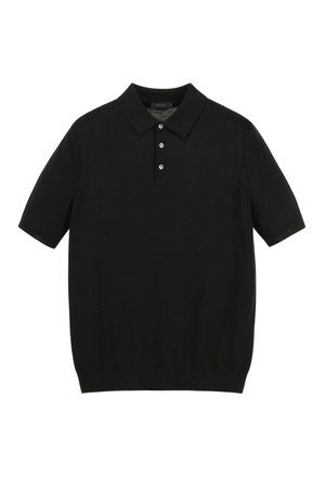 [ITALY YARN] 실크코튼 카라 반팔 니트 (JNSW5C001BK)