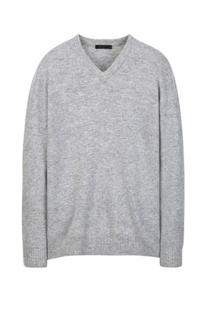그레이 울 100% 홀가먼트 브이넥 니트 (JNSW5D202G2)