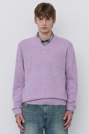 라이트바이올렛 울 100% 홀가먼트 브이넥 니트 (JNSW5D202V1)