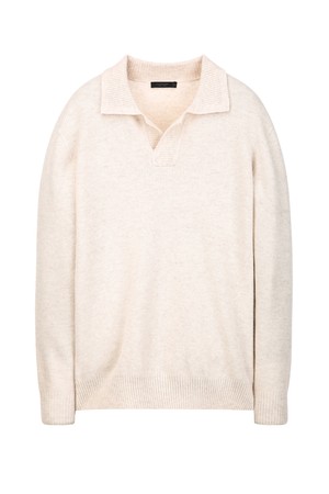 베이지 울 100% 홀가먼트 오픈카라 니트 (JNSW5D203I2)