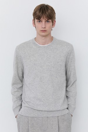 그레이 캐시미어 100% 라운드넥 니트 (JNSW5D204G2)