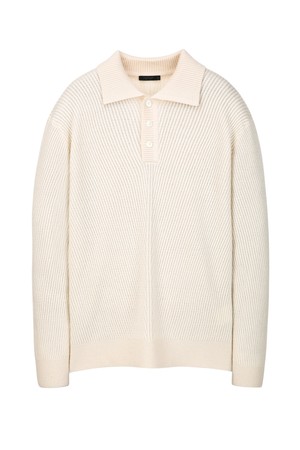 아이보리 사선 텍스쳐 릴랙스핏 카라 니트 (JNSW5D209IV)