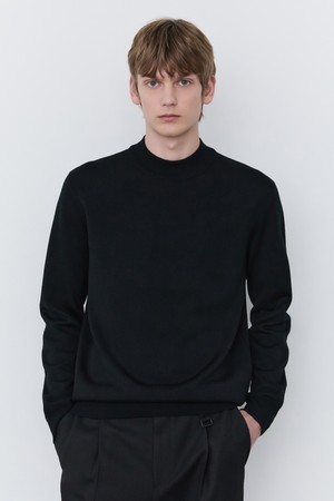 블랙 울세번수 모크넥 니트 (JNSW5D211BK)