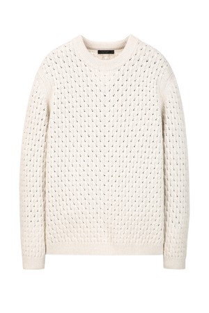 베이지 케이블 펀칭 크루넥 니트 (JNSW5D215I2)