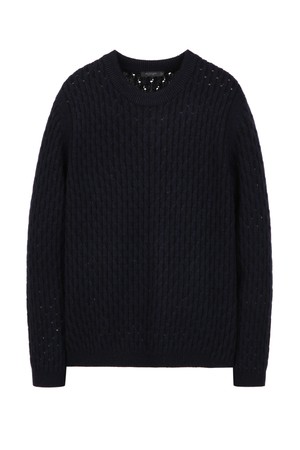 다크네이비 케이블 펀칭 크루넥 니트 (JNSW5D215N3)