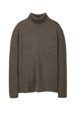 브라운 사선 텍스쳐 릴랙스핏 터틀넥 니트 (JNSW5D210W2)