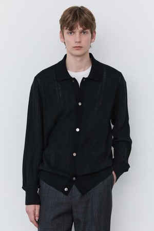 블랙 헤링본 카라넥 가디건 (JNSW5C107BK)