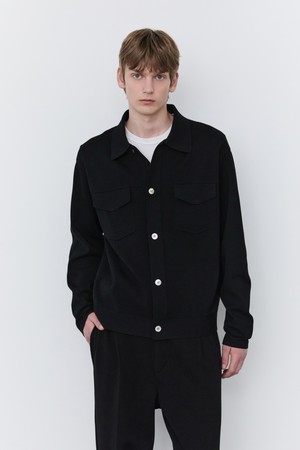 [SET UP] 블랙 니트 트러커 셋업 상의 (JNSW5C201BK)