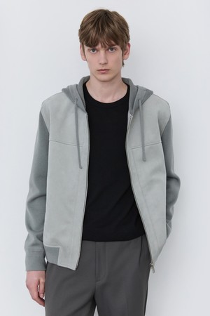 라이트그레이 하이브리드 인조 스웨이드 후드 블루종 (JNJU5C503G1)