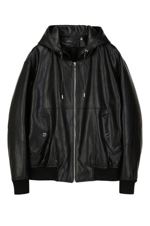 블랙 인조 레더 MA-1 점퍼 (JNJU5C505BK)