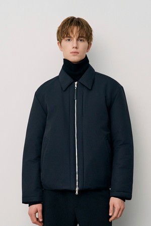 블랙 카라넥 씬다운 점퍼 (JNJU5D306BK)