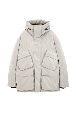 베이지 미드 기장 후드 다운 (JNJU5D317I2)