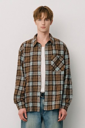 베이지 울 블렌드 체크셔츠 (JNSH5D217I2)