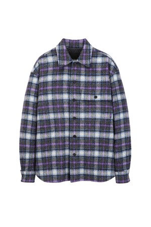 울 블렌드 플란넬 퀼팅 셔츠 - 블루 (JNSH5D216B2)