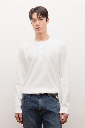 와플 헨리넥 티셔츠 - 오프화이트(JNTS6A201WT)