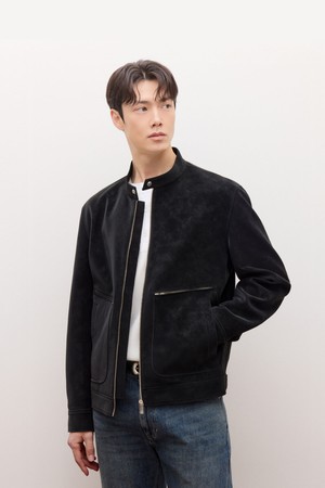 스웨이드 터치 밴드넥 점퍼 - 블랙(JNJU6A110BK)