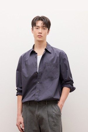 오버핏 워싱 코튼 셔츠 - 차콜그레이(JNSH6B301CG)