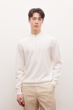 울 하프 집업 니트 - 아이보리(JNSW6A301IV)