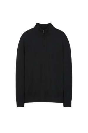 울 하프 집업 니트 - 블랙(JNSW6A301BK)