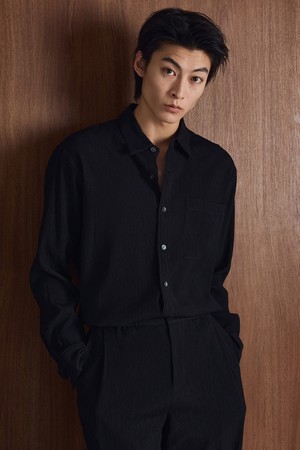 Kinoshita Seersucker Shirts (Black) TNSH6E101BK