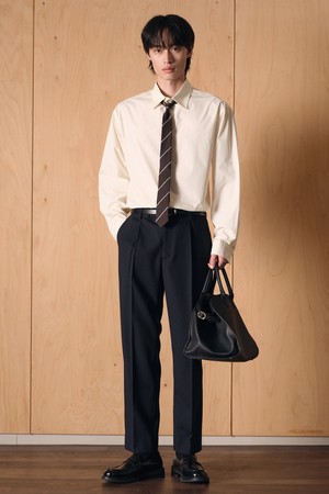 High Wool Blended Comfort Set-up Pants (Navy) TNPA6E100N2