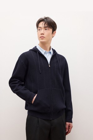 니트 후드 집업 가디건 - 다크네이비(JNSW6A101N3)