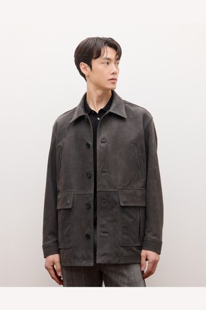 누벅 레더 사파리 점퍼 - 다크네이비 (JNJU6A107N3)