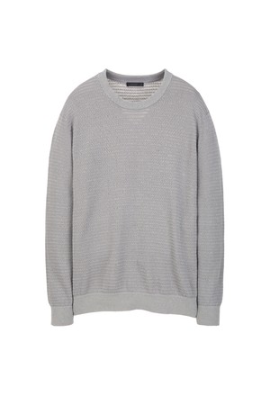 린넨 블렌드 스트라이프 크루넥 니트 - 그레이 (JNSW6B409G2)