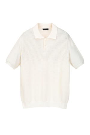 린넨 블렌드 스트라이프 카라 니트 - 아이보리 (JNSW6B410IV)