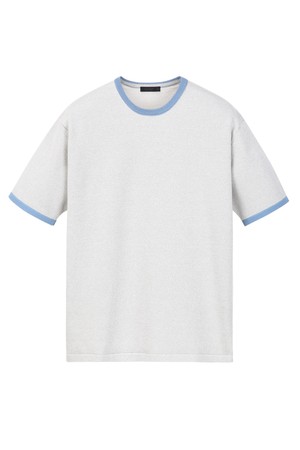 컬러 배색 크루넥 니트 - 라이트그레이 (JNSW6B501G1)